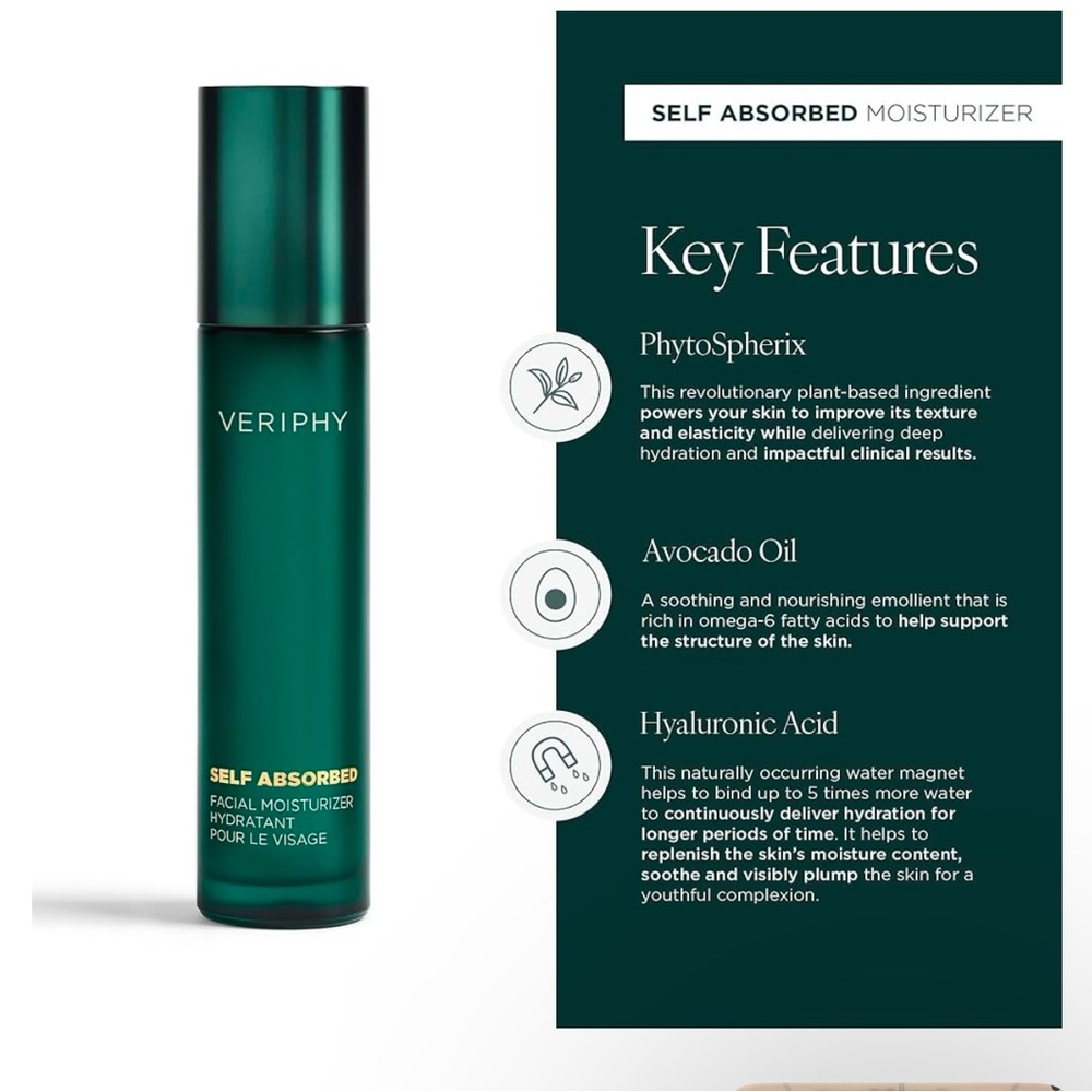 NEW VERIPHY SKINCARE self absorbed facial moisturizer